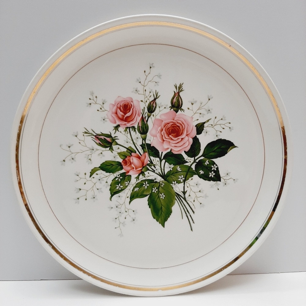 🍒 Hycroft Canada Medicine Hat Rose Flower 22k Gold China Collectible Plate (1)